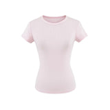 Spice Girls Summer Shoulder Round Neck Short Sleeves To Cool Waist Feel Fashion Basic Solid Color T-Shirt Set Short Sleeve Top