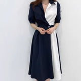 Summer New Waist Temperament French Splicing Dress Design Small Taste Style Fashion Dress