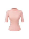 Pure Lustful Breeze High-Necked Mid-Sleeve T-Shirt Mid-Sleeve Bottom Short-Sleeved Top T-Shirt Inside The Body