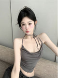 French Temperament Pure Windy Sexy Sling Vest Women's Summer Design Reveals The Umbilly Repair Body With A Short Blouse Tide
