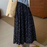 Summer Retro Style With Pocket Creades Half Skirt Woman New Tight Waist A Long Skirt Umbrella Skirt