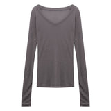 Spice Girls Sexy Slimper V-Neck Knitted T-Shirt Women's New Autumn Sunscreen Shirt Slim Thin Long-Sleeved Top