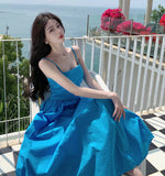 Yunnan Dali Tourism Wearing Dress Women Sanya Vacation Photo Beach Dress Hainan French Sling Dress Fairy