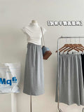 Spring And Autumn New Skirt Women's High-Waisted T-Shirt With Sports Leisure Thick Straight Straight And Straight Skirt Open A-Word Long Skirt