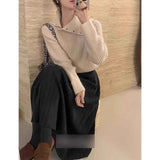 KANING Korean Version Of The Solid Color High-Necked Knitting Shirt 2026 Autumn And Winter New Lazy Soft Glutinous Sweater Woman