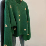 Milk Call Soft Glutinous Glutinous ~ Green Jacket Loose Sweater Women's Autumn And Winter Lazy Sense Of Relaxation