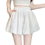 Solid Color Tight Waist Fluffy Pongarus Skirt Folds With Pocket Skirt Dress Girl Fashion Age-Old Sweet Girl Style Shorts