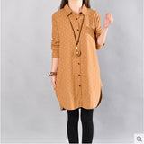 2026 New Long-Sleeved Korean Version Of Loose-Fitting Large-Size Long-Sized Shirt Dress Cotton And Thin Women's Top