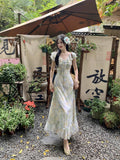 Lotus Leaves Flakes Spun Micro Fat Mm Tea Break French High-End Feeling Sweet Broken Flower Dress Women's Seaside Holiday Wind
