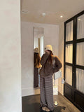 Korean Slack Lanky Striped Knitted Casual Pants Women Autumn And Winter Low-Rise Hanging Feeling Thin Broad Legs Loose Trousers Women
