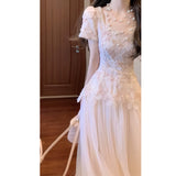 Temperament High Sense Of Thousands Of Gold Wind Pink Heavy Industry Mesh Splicing Dress With Flowers Threum 2026 Summer