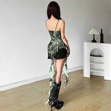Fashion Design Dyed Lotus Leaf Side Sling Vest Female Summer Hottie Wind Irregular Slimming Top Tide