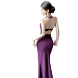 Design Feel The Back Hanging Neck Dress Female Summer Sister Style Dress Dress Black Temperament Bag-Groom Dress