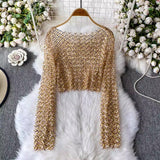 Station Heavy Industry Nail Polish Glide Round Neck Long-Sleeved T-Shirt Girl New Famous Temperament Slim Slim Short Top