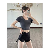 Sports Running Fitness Yoga Clothes Short-Sleeved T-Shirts For Summer Thin Leisure Beauty Back With Thin Short Top