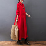 2026 Autumn Dress New Literary And Art Women's Clothing Large-Size Leisure Warm Wick Velvet Collar Long Swing Dress Women