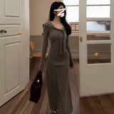 Pure Desire Gentle Temperament Splicing With Long-Sleeved Knitted Dress Women's Early Autumn New Waist-Skinny Dress Women's Dress