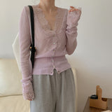 Spring New Lace Sister High-End Knitted Cardigan French Bodywear
