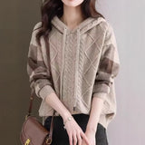 Sweater Women's Autumn/Winter 2026 New Lazy Casual Closure Hoods Long Sleeve T-Shirts Inside The Bottom Shirt