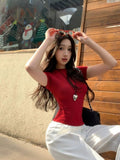 2026 New Gentle T-Shirt Girl Slimming Temperament Commuting Niche Design Sense Korean Women's Top