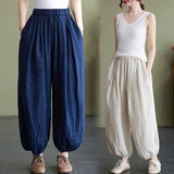 Summer Thin Art Cotton And Cotton Pure Lantern Trousers Women's New Loose Leisure Strand Radishes