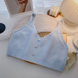 KANING Korean Version Of Sling Knitted Vest 2026 Autumn New V-Neck Vest Folded Knitted Shirt
