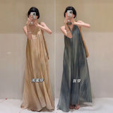 French Holiday Wind Faints With Open Shoulder V-Necked Dress Senior Sense Girl Summer This Year Popular Loose Long Dress