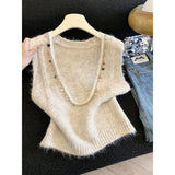 3.14 / Spring New XUAN XIAO JIE French Sweet Heavy Industry Flow Design Sense Knitting Vest