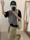 KANING Double Zipper Knitted Jersey Vest 2026 Autumn New Fashion Korean Sleeveless Sweater Outside