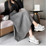 KANING Knitted Wool Skirt Half-Dress 2026 Autumn And Winter New Long Thicker Folding Skirt