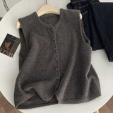 High-Grade Knitted Vest Female French Temperament Simple Yang Suit Vest Stacked With Outer Tops Solid Color Short