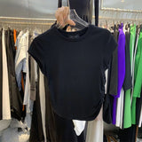 Ins Hot Girls Pure Want To Collect Waist T-Shirt Short-Sleeved Women Summer Korean Version Of Solid Color Bottom Jacket Body Short-Sleeved Top Woman Tide
