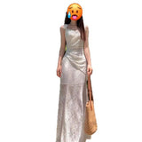 Temperament Princess Style White Lace Folded Sling Dress Women's Summer New Flower-Scuffed And-Coaled Dress