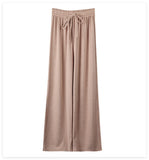 Autumn Thin Ice Broad Leg Pants Women High-Waist Loose Thinning Feeling In The Tide Students Slack Straight Trousers