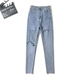 Spice Girls Summer Personality Big Hole Pencil Nine-Point Trousers Elastic Tight Small Foot Pants Fashion Thin