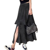 Summer Fainting Lotus Leaf Side Half Dress Korean Version Of Casual Wind Tight Waist A Word Irregular Open Fork Long Skirt