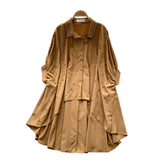 Design Irregular Shirt Women's Diamond Nail Pearl Single-Regable Bat Sleeves Long Medium Cover