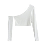 Autumn And Winter Sweet And Spicy Wind Word Oblique Shoulder Long-Sleeved T-Shirt Design Feel Tight Inside The Bottom Shirt On The Clothes