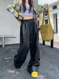 Black Leather Pants 2025PU Slacks Autumn And Winter High Waist Thin Straight New Pants Loose Mop