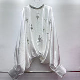 Heavy Industry French Court Style Drilled Bat Sleeve Design Small Fashion Quality Shirt 2025 Autumn And Winter New