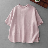Real Shooting 2026 Summer New Cotton Spousted Simple Good-Looking Series Short-Sleeved Shirt Loose Thin Cotton Linen