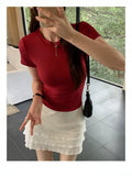 Solid Color Short-Sleeved T-Shirt Woman 2026 Summer Slimy Korean Commuting