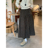 Summer Retro Style With Pocket Creades Half Skirt Woman New Tight Waist A Long Skirt Umbrella Skirt
