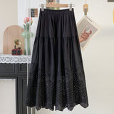 2026 Real Cotton With Lining Embroidery Emptiness Lace Skirt Literary And Artistic Skirt Tight Waist Skirt Summer