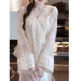 Moon See Yarn New Chinese Style Embroidered Slanted Lace Lace Dress Ribbon Skirt Summer Women's Dress Two Dresses