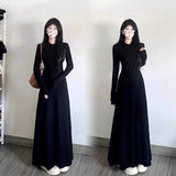 2025 New OLSH Winter Slim Dress Women Thin Plus Waist Temperament Long Dress New