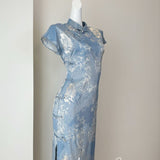 Beautifully Improved National Style Cheongsam Summer 2025 New Young Girl Summer Blue Dress New Chinese Elegant