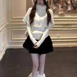 KANING New Year Red Sweater Furry Collared Woman Winter Cloak Shawl Long-Sleeved Bottom Knitted Two Sets Of Women