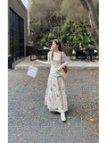 High Waist Hanging Feeling Broken Flower Skirt Girl Spring Summer New Sweet Long A Dress Small Long Dress