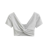 Spice Girls Fashion Personality Blogger Double-Layer Knot Short-Sleeved T-Shirt